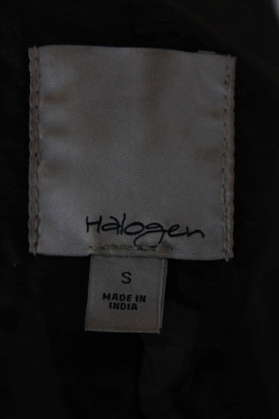 Halogen Womens Basic Leather Jacket Black Zip Long Sleeve Size S