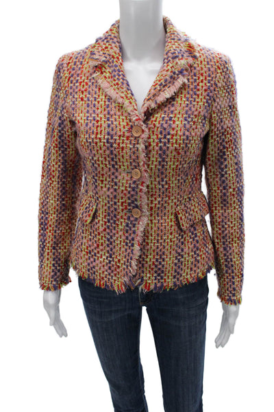 Parosh Women Multicolor Wool Abstract Button Long Sleeve Basic Jacket Size S