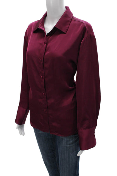 Jason Wu Women Basic Purple Polyester Collared Long Sleeve Blouse Button Size M
