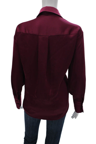 Jason Wu Women Basic Purple Polyester Collared Long Sleeve Blouse Button Size M