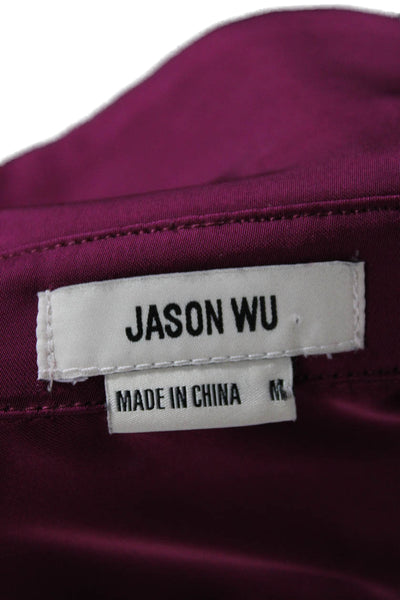Jason Wu Women Basic Purple Polyester Collared Long Sleeve Blouse Button Size M
