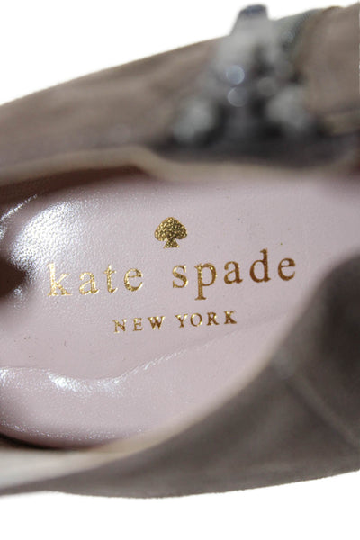 Kate Spade New York Womens Suede Netta Ankle Boots Brown Size 10 Medium