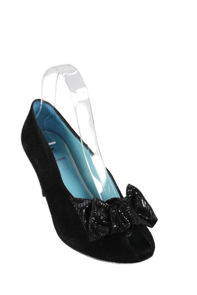 Thierry Rabotin Womens Suede Bow Detail Pump Heels Black Size 7