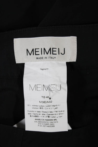 Meimeij Women Tunic Blouse Black Boat Neck Short Sleeve Cotton Size 46