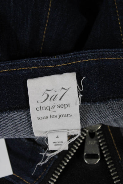 Cinq à Sept Women Wide Leg Jeans Blue Cotton Blend Mid Rise Size 4
