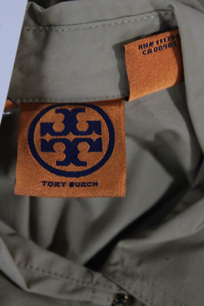 Tory Burch Women Shirt Dress Beige Cotton 3/4 Sleeve Utility Size 2