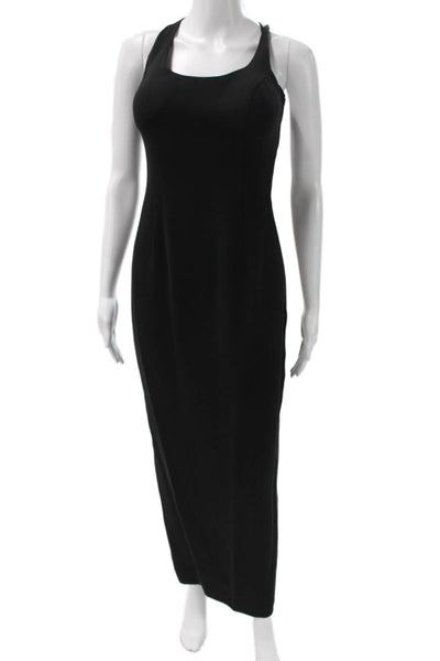 Andrea Polizzi Women Maxi Halter Black Acetate Dress Zip Size 2