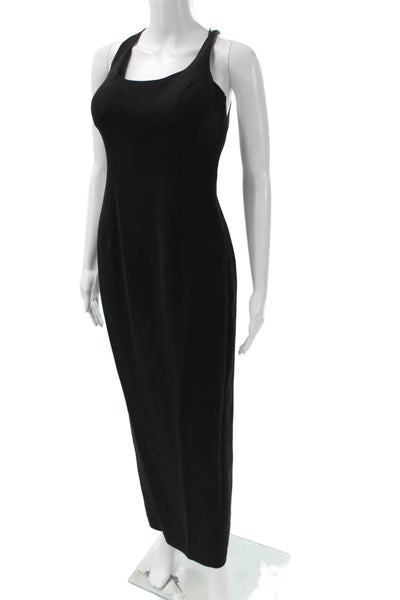 Andrea Polizzi Women Maxi Halter Black Acetate Dress Zip Size 2