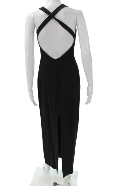 Andrea Polizzi Women Maxi Halter Black Acetate Dress Zip Size 2