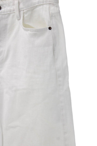 Lafayette 148 New York Womens Wide-Leg Jeans White Button High Rise Size 27