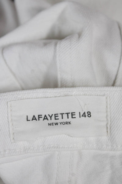 Lafayette 148 New York Womens Wide-Leg Jeans White Button High Rise Size 27