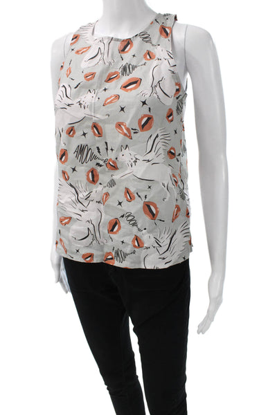 Las Surenas Women Multicolor Linen Animal Print Sleeveless Blouse Size S
