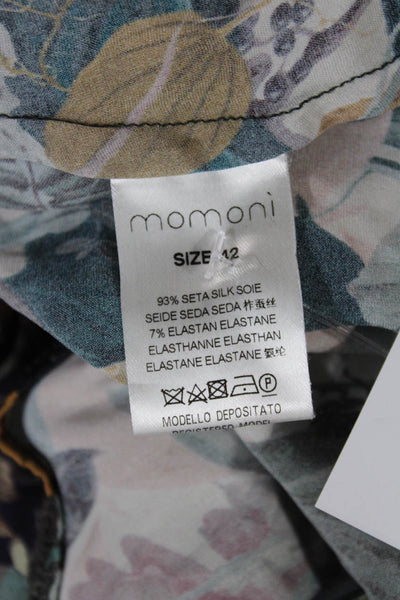 Momoni Womens Shift Dress Multicolor Floral Silk Blend Long Sleeve Maxi Size 42