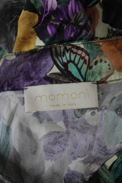 Momoni Womens Shift Dress Multicolor Floral Silk Blend Long Sleeve Maxi Size 42
