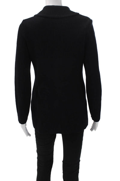 Saint James Womens Wool Coatigan Jacket Black Button Long Sleeve Size 8