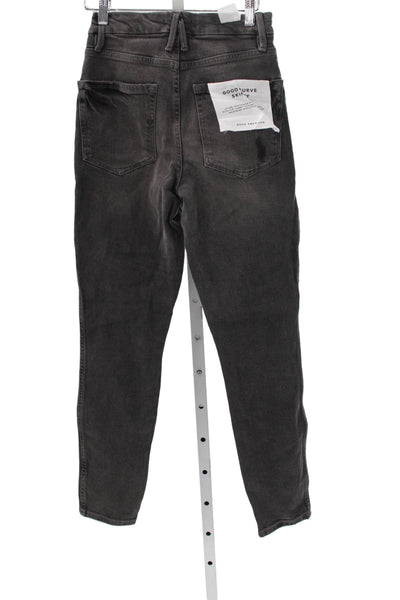 Good American Womens Skinny Jeans Black High Rise Cotton Blend Size 26