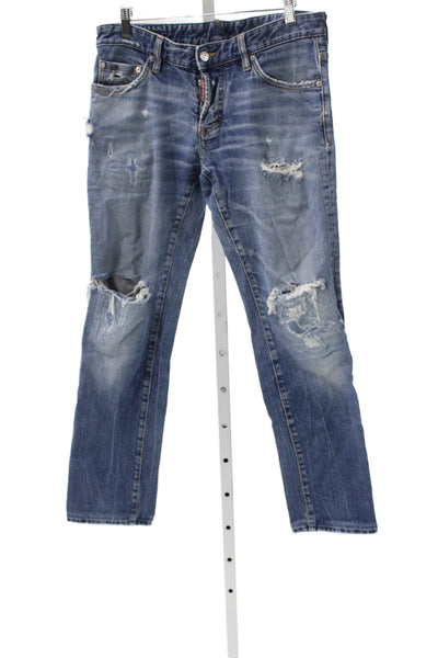 Dsquared2 Mens Straight Blue Jeans Cotton Button Fly Size 48