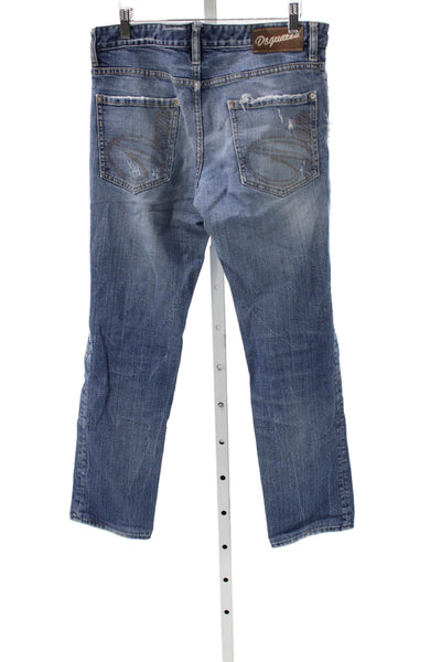 Dsquared2 Mens Straight Blue Jeans Cotton Button Fly Size 48