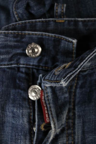 Dsquared2 Men Straight Jeans Blue Cotton Button Inseam 26 Size 48