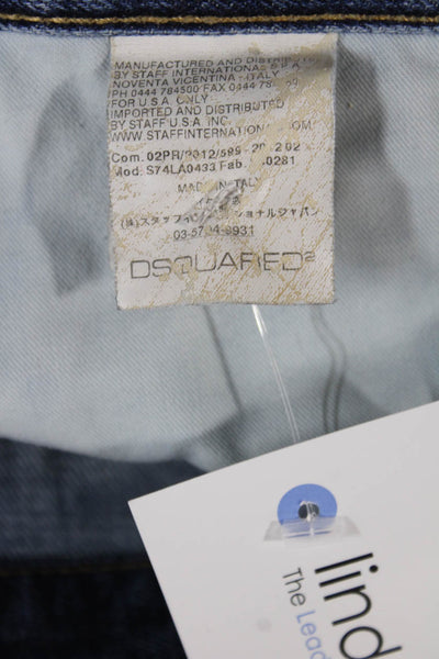 Dsquared2 Men Straight Jeans Blue Cotton Button Inseam 26 Size 48
