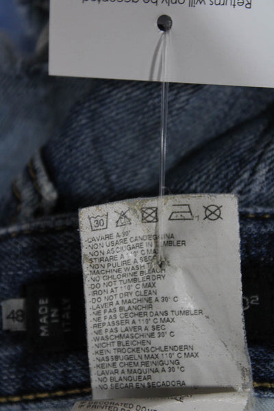 Dsquared2 Men Straight Jeans Blue Cotton Button Inseam 26 Size 48
