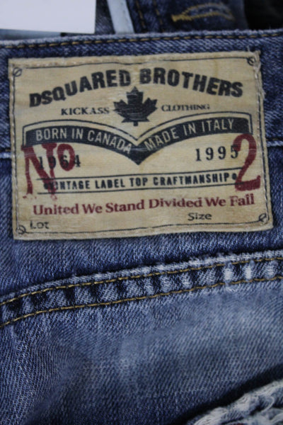 Dsquared2 Men Straight Jeans Blue Cotton Button Inseam 26 Size 48
