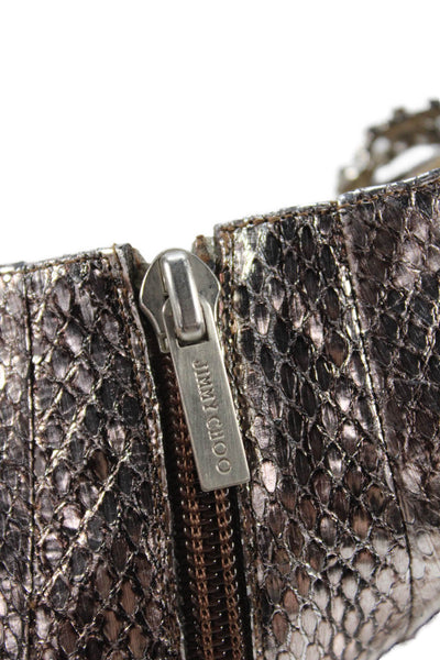 Jimmy Choo Womens Snakeskin Print Jeweled Ankle Boots Silver Pink Size 39.5 9.5