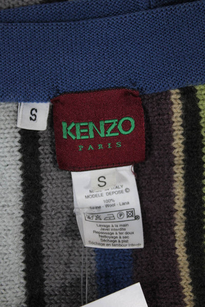 Kenzo Paris Women A-Line Wool Striped Knee Length Skirt Multicolor Size S