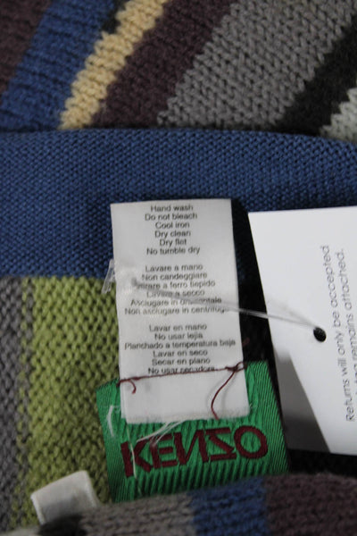Kenzo Paris Women A-Line Wool Striped Knee Length Skirt Multicolor Size S