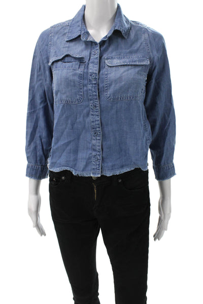 Bella Dahl Childrens Girls Chambray Button Down Shirt Blue Size 14