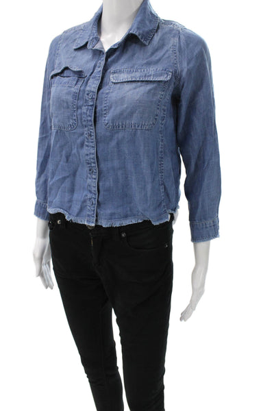 Bella Dahl Childrens Girls Chambray Button Down Shirt Blue Size 14