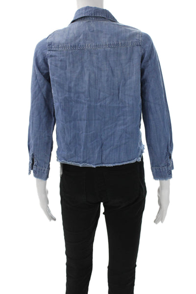 Bella Dahl Childrens Girls Chambray Button Down Shirt Blue Size 14
