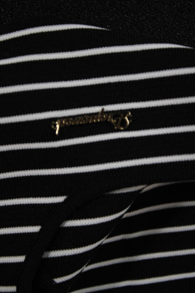 Dsquared2 Women Sleeveless Basic Striped Square Neck Black Tank Size M