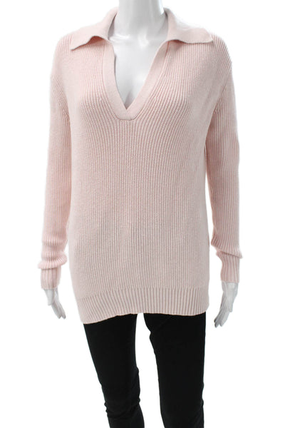Hatch Womens Pink Collared Pullover Sweater 88% Cotton Long Sleeve Size 0