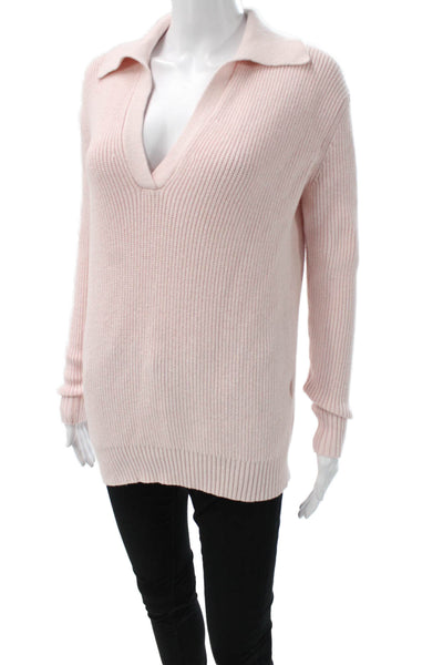 Hatch Womens Pink Collared Pullover Sweater 88% Cotton Long Sleeve Size 0