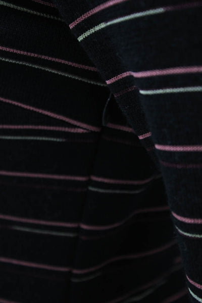 M Missoni Women Black Striped Virgin Wool Long Sleeve Mini Dress Size 6