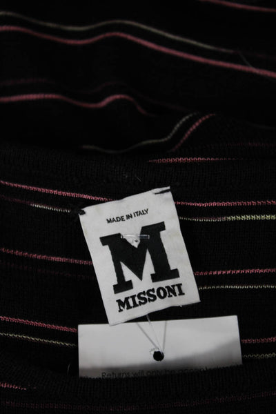 M Missoni Women Black Striped Virgin Wool Long Sleeve Mini Dress Size 6