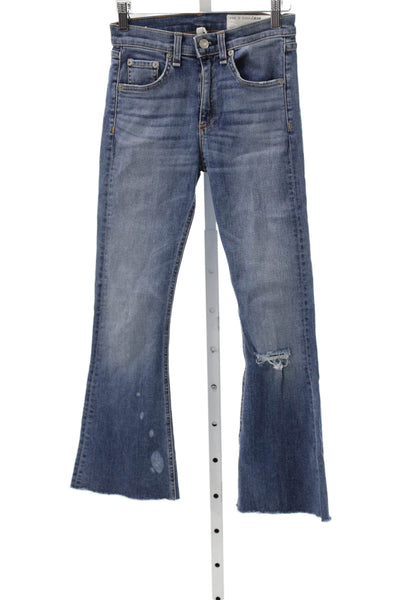 Rag & Bone Womens Flared Mid-Rise Blue Cotton Jeans Size 24