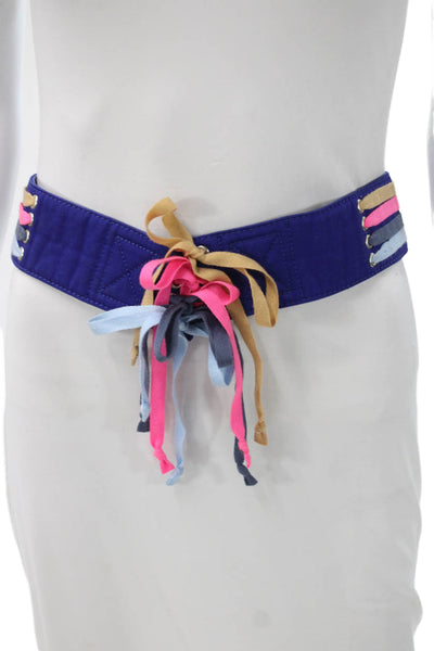 Marc Jacobs Womens Leather Lace Up Belt Blue Multi Colored Size One Size