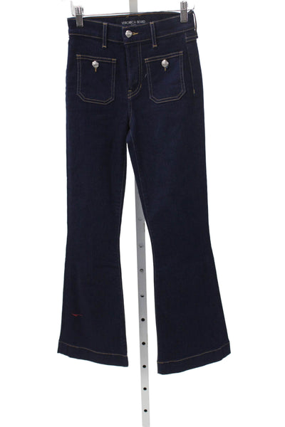 Veronica Beard Womens Flared Jeans Blue Cotton Mid Rise Inseam 27 Size 24