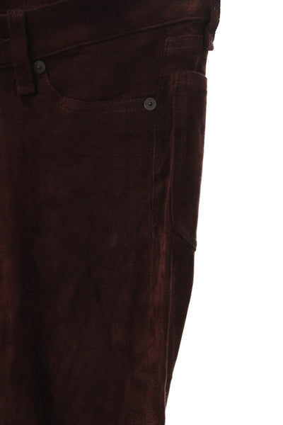 Rag & Bone Jean Womens Skinny Suede Pants Brown Button Inseam 29 Size 24