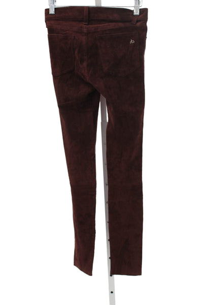 Rag & Bone Jean Womens Skinny Suede Pants Brown Button Inseam 29 Size 24