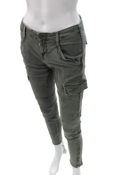J Brand Womens Cargo Pants Green Cotton Button Solid Inseam 30 Size 25