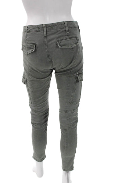 J Brand Womens Cargo Pants Green Cotton Button Solid Inseam 30 Size 25