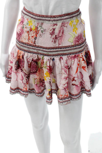 Camilla Womens Pink Floral Mini Skirt Polyester Pull On Size XS