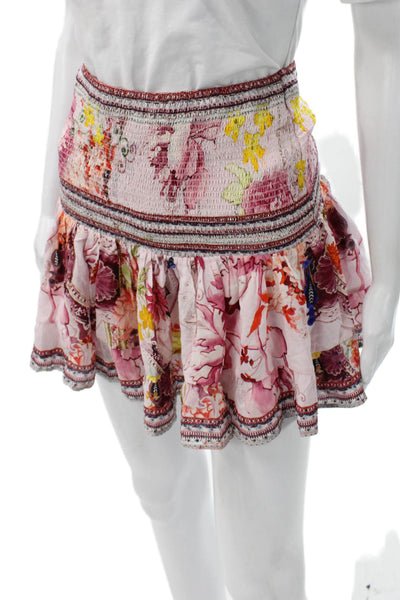 Camilla Womens Pink Floral Mini Skirt Polyester Pull On Size XS