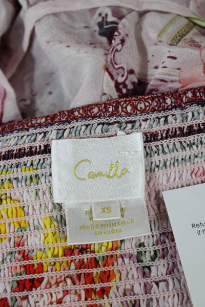 Camilla Womens Pink Floral Mini Skirt Polyester Pull On Size XS