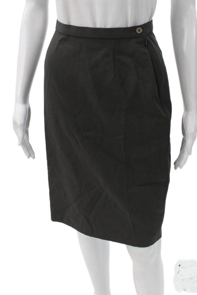 Giorgio Armani Womens Pencil Skirt Gray Wool Button Knee Length Size 4
