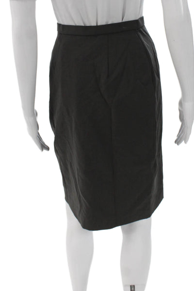 Giorgio Armani Womens Pencil Skirt Gray Wool Button Knee Length Size 4