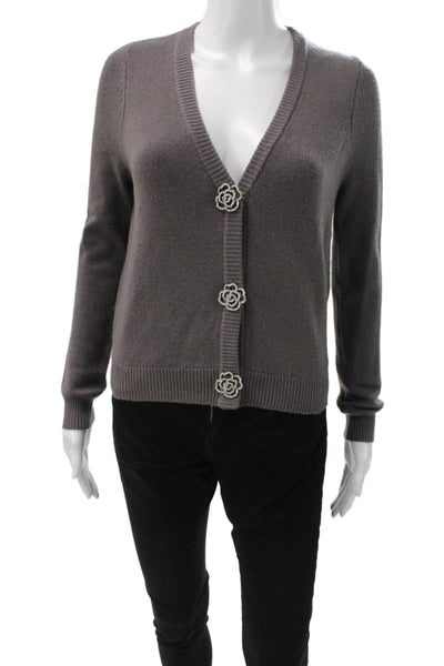 Cami NYC Women Cardigan Merino Wool V Neck Gray Long Sleeve Size 2XS